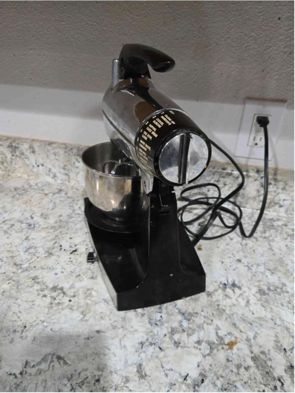 Vintage Sunbeam Mixmaster 12 Speed Stand Mixer Chrome Black WORKS Small Bowl
